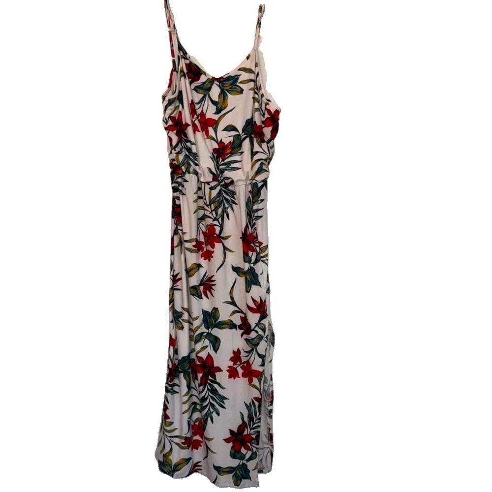 Derek Heart Women's Sz 1X Cami Maxi Long Dress Tropical Floral Spaghetti Straps